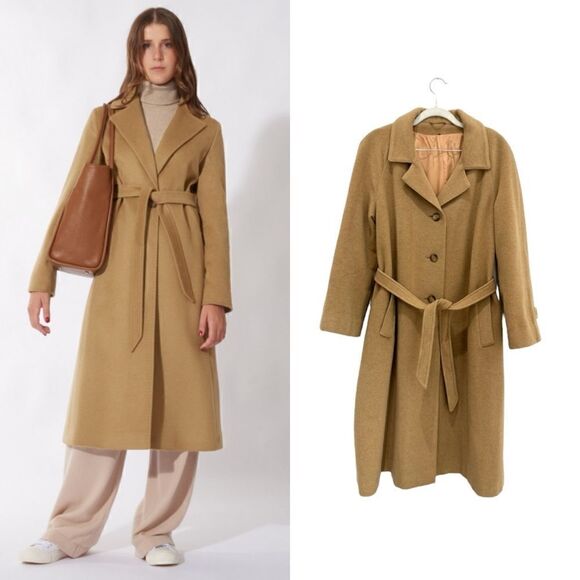 Vintage Jackets & Blazers - Vintage Cashmere Pea Coat in Camel brown